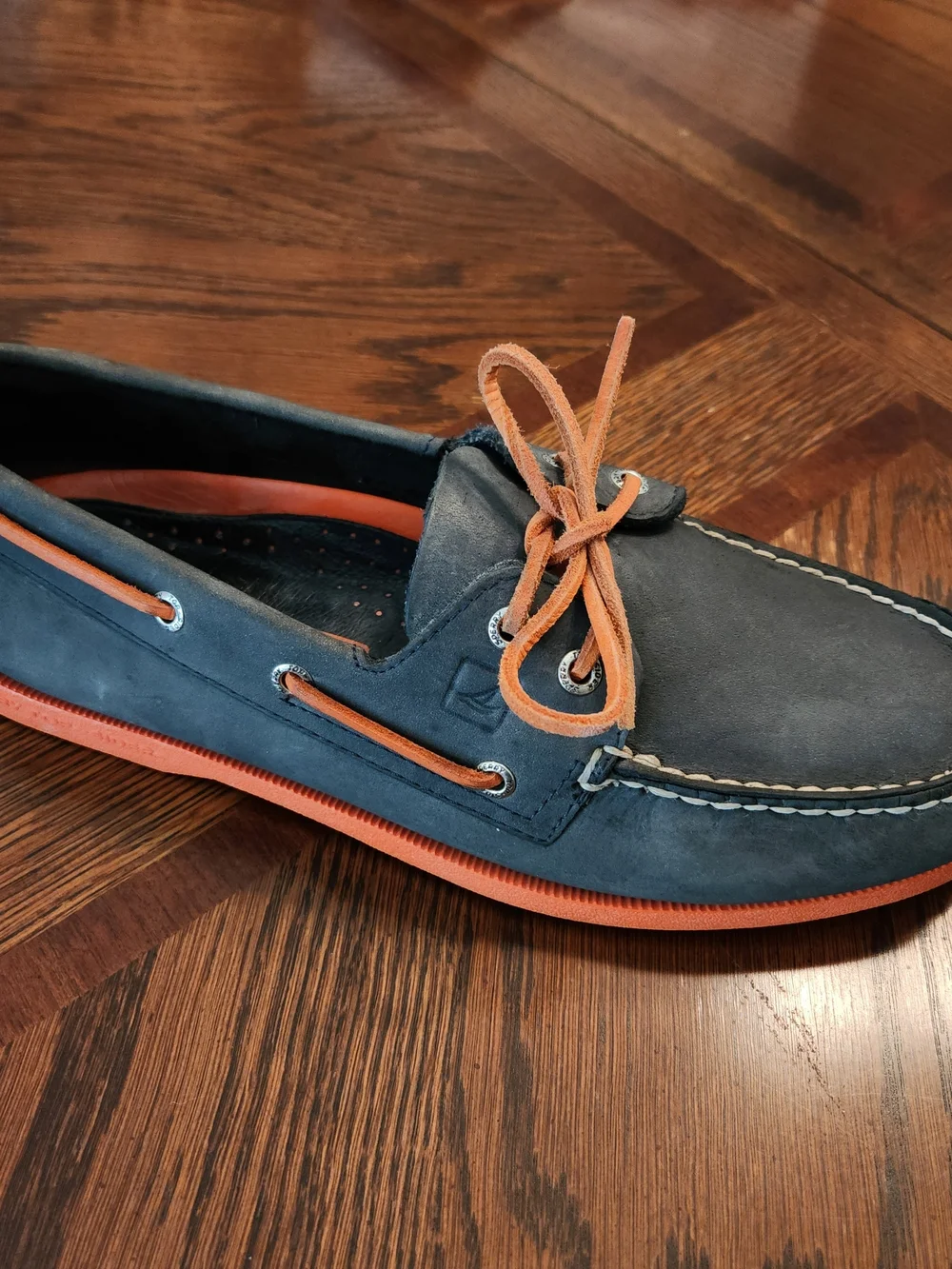 Sperry Top-Sider Men's US 10M Slate Gray Orange Suede Leather Boat Shoes Slides